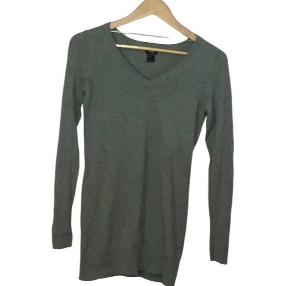 Vera Wang Womens V-Neck Long Sleeve Olive Green Tunic Sweater Size S